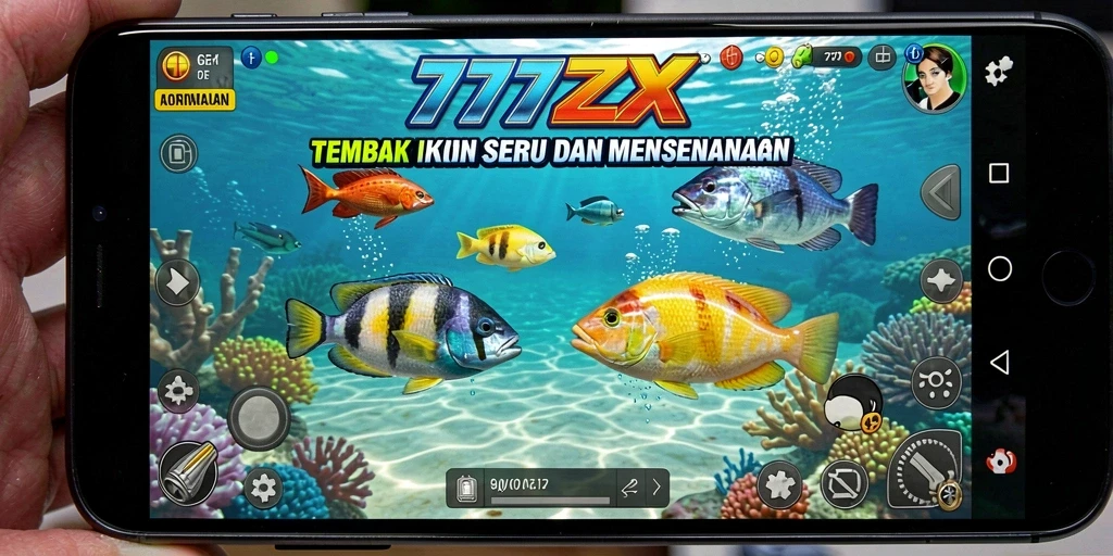 Screenshot gameplay Tembak Ikan yang menampilkan aksi menembak ikan.
