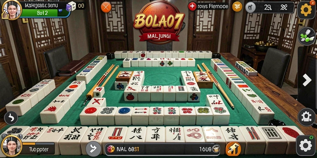 Tampilan gameplay seru BOLA07 dengan berbagai ubin Mahjong.