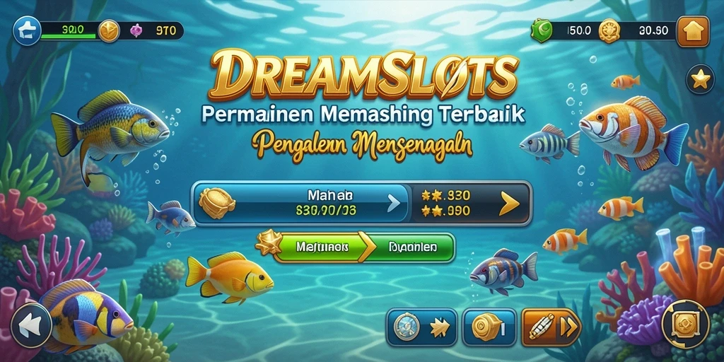 Screenshot gameplay DREAMSLOTS dengan aksi memancing yang seru.