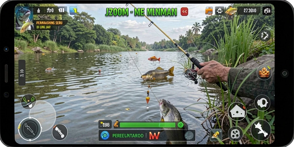 Tampilan menarik saat bermain J200M dengan pengalaman memancing yang nyata.
