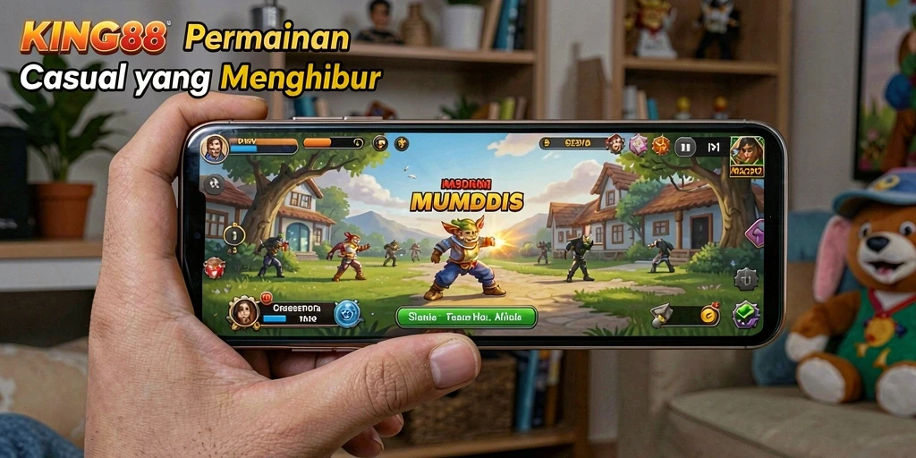 Tampilan gameplay KING88 yang ceria dan menghibur.
