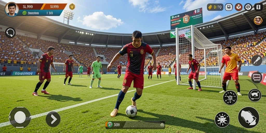Screenshot gameplay SL999 menunjukkan aksi seru di lapangan.
