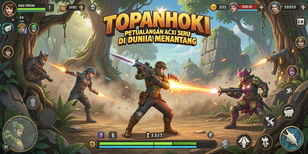 Tampilan gameplay seru yang penuh aksi dalam TOPANHOKI.
